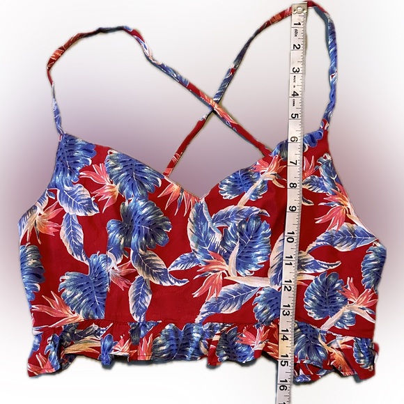 TOPSHOP | Hawaiian Flower Print Crop Top SZ 6 - Picture 7 of 10